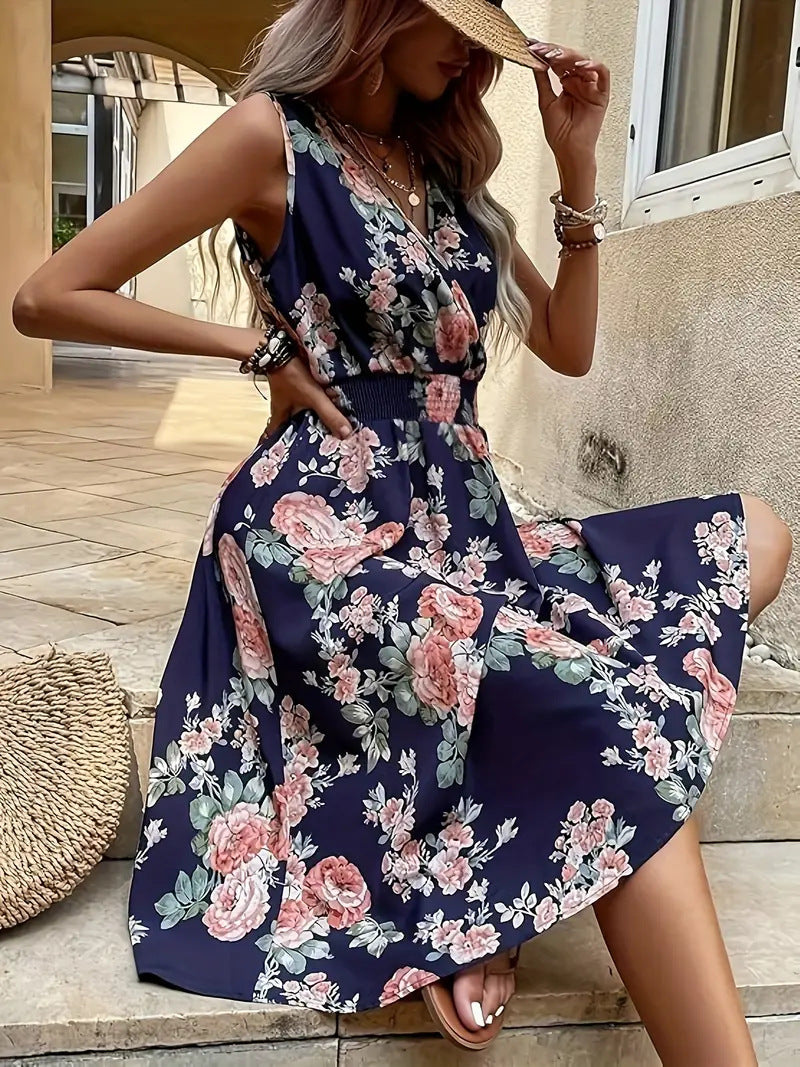 Damen Verspieltes A-Linien Kleid mit floralen Details