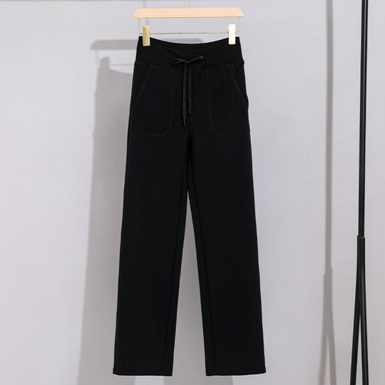 Damen Breite Baumwoll-Frottee-Loungehose mit hohem Bund und Tunnelzug Shop Nory