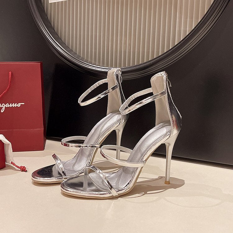 Damen elegante Stiletto Sandalen mit zarten Riemchen
