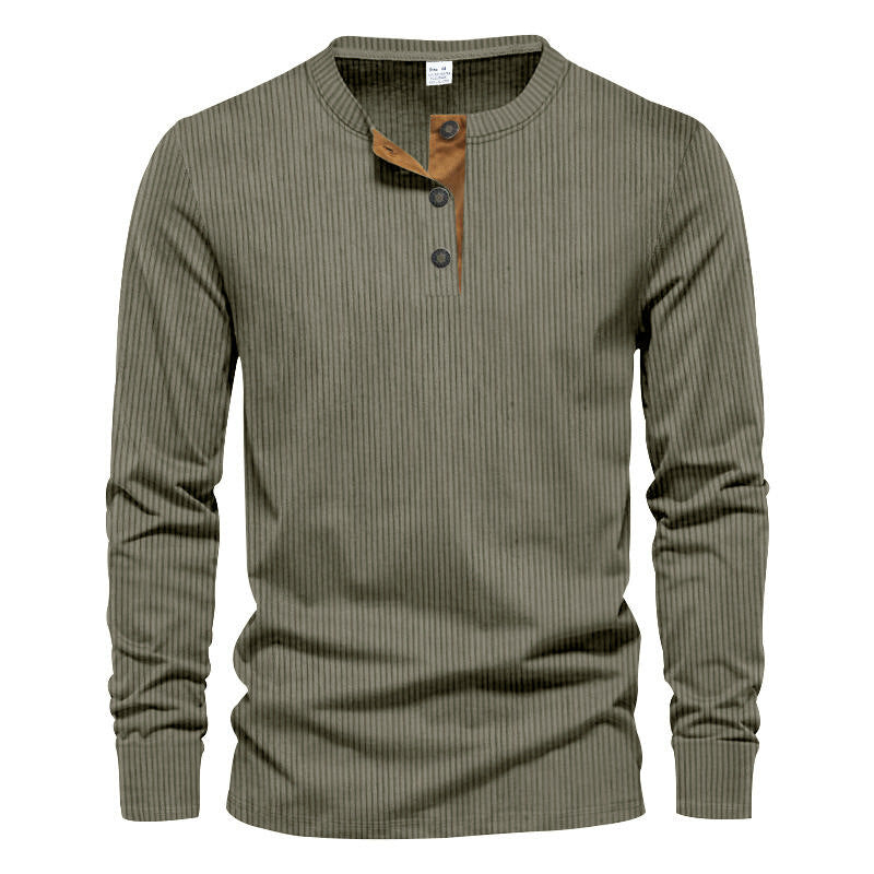 Herren Langarm-Henley-Shirt mit strukturiertem Design
