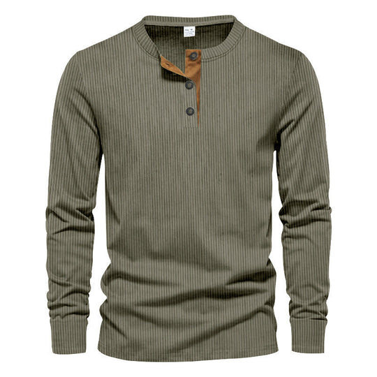 Herren Langarm-Henley-Shirt mit strukturiertem Design
