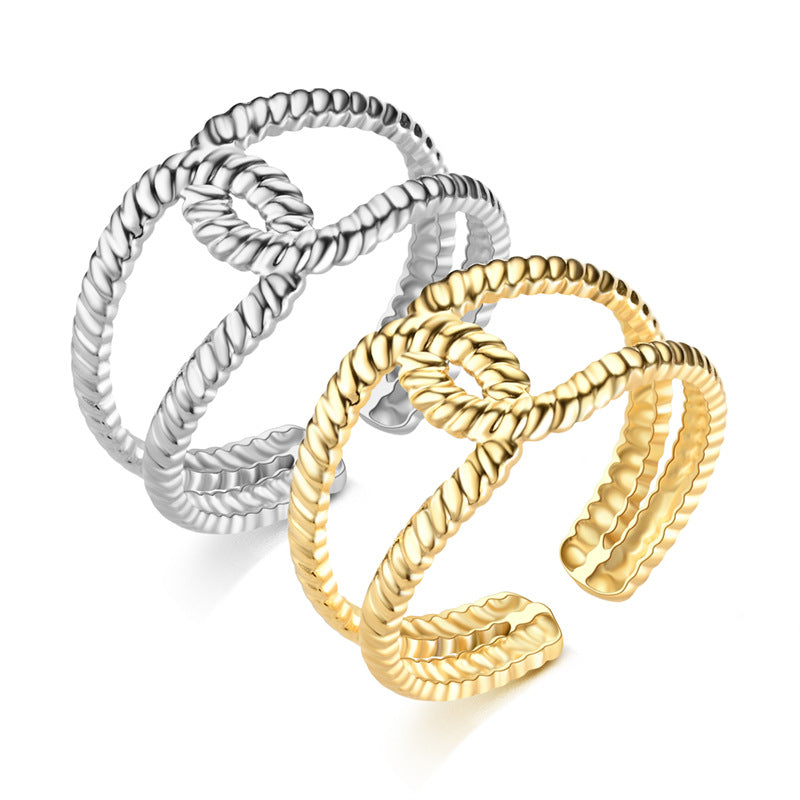 Damen Offener Ring mit kunstvollem, geflochtenem Design Shop Nory