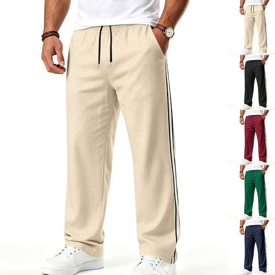 Herren Weite Freizeithose aus Funktionsjersey mit elastischem Bund und seitlichem Doppelstreifen Shop Nory