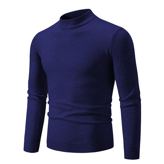 Herren Schmal geschnittener Feinstrick‑Mockneck‑Pullover mit geripptem Kragen und Saum Shop Nory