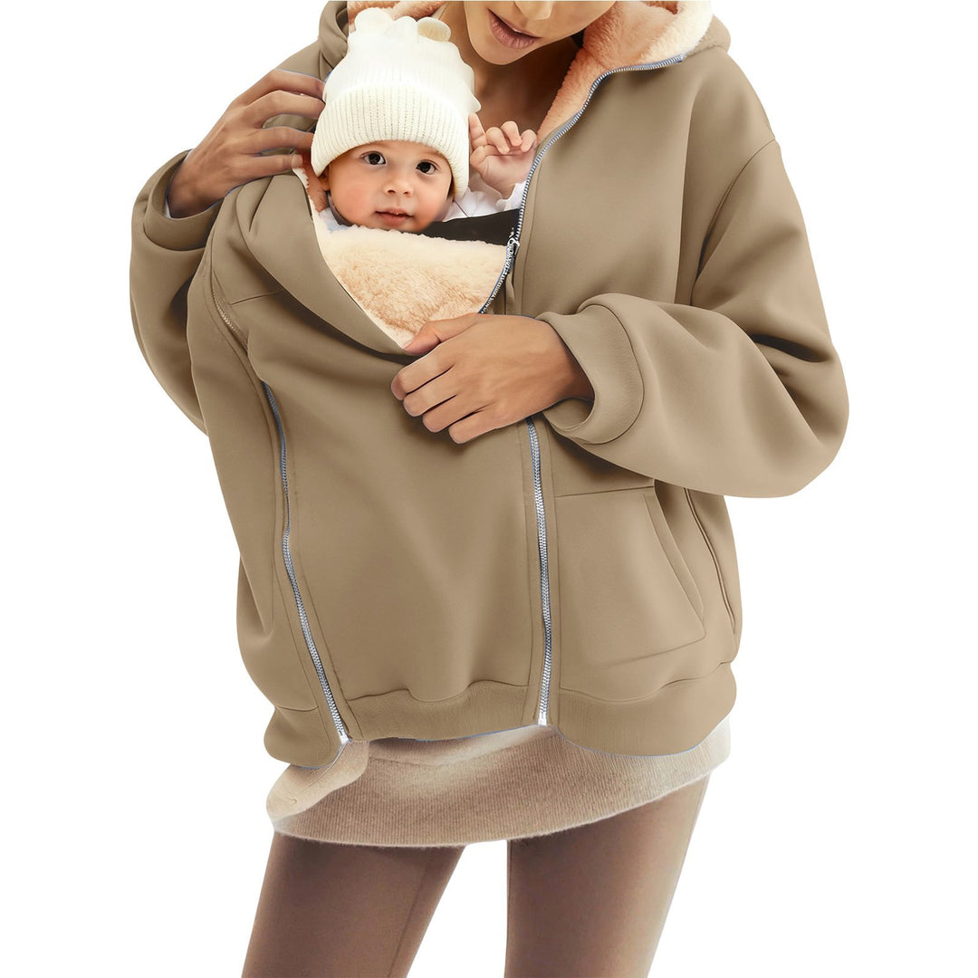 Damen nan Babytrage-Hoodie mit Teddyfutter und Zweiwege-Reißverschluss Shop Nory