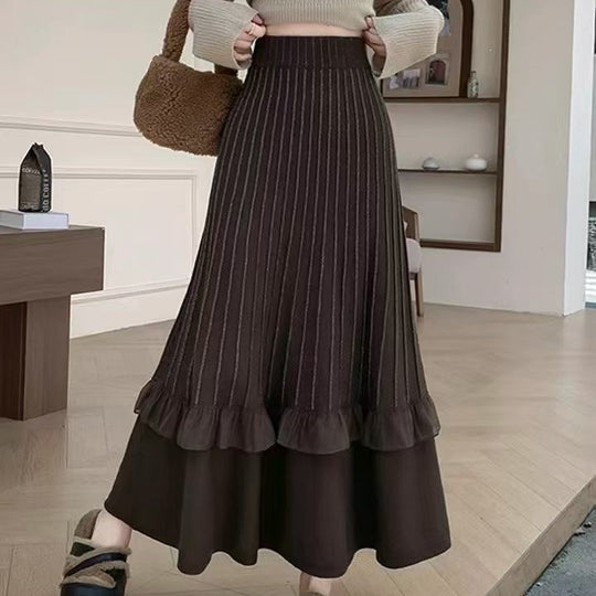 Damen Eleganter Maxi-Rock mit Volant und strukturiertem Design Shop Nory