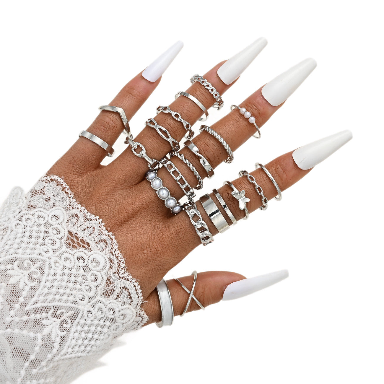 Damen Ring-Set mit variierenden Designs und elegantem Finish Shop Nory