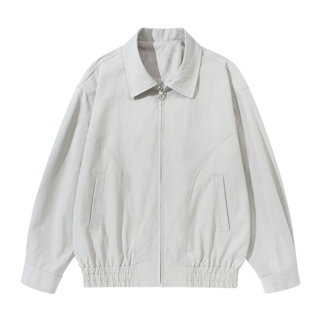 Unisex Kurz geschnittene Boxy-Blousonjacke mit Hemdkragen, verdecktem Reißverschluss und gerafftem Saum Shop Nory