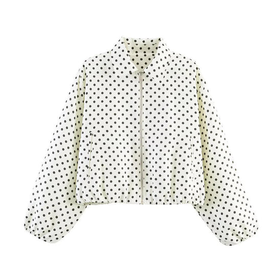 Damen Gekürzte Bomberjacke im Harrington‑Stil mit Ballonärmeln und elastischem Saum Shop Nory