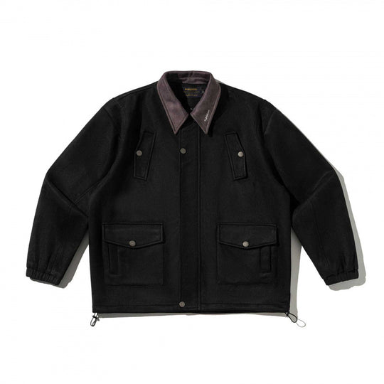 Herren Kastenförmige Wollmix-Blousonjacke mit Cordkragen, Pattentaschen und Tunnelzugsaum Shop Nory