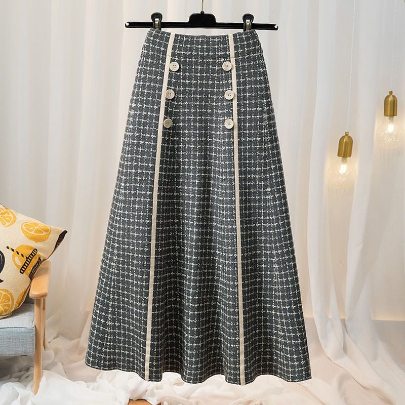 Damen Eleganter und fließender Maxirock mit Knopfdetails Shop Nory