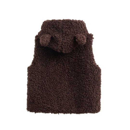 Damen nan kuschelige Teddyweste mit Kapuze und Reißverschluss Shop Nory