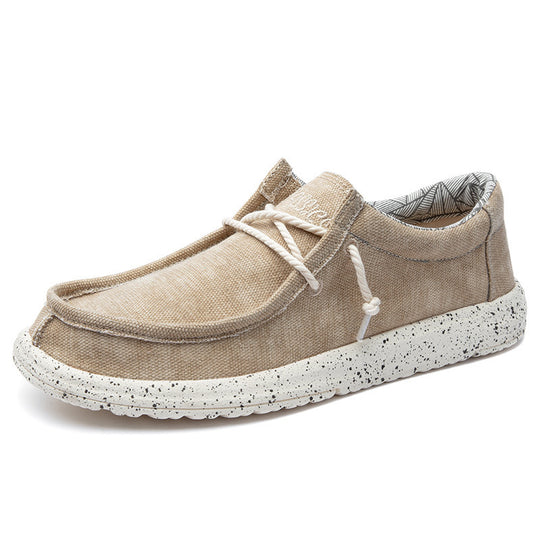 Herren Legerer Canvas-Mokassin-Slipper mit geflochtener Schnürung und gefleckter EVA-Sohle Shopy Nory