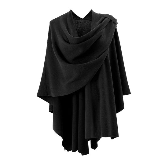 Damen Kapuzenponcho aus Feinstrick mit asymmetrischem Saum Shop Nory