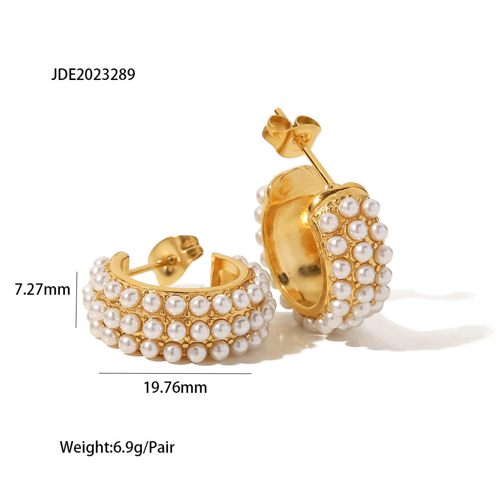 Damen Creolen mit Perlenverzierungen und elegantem Goldfinish Shop Nory