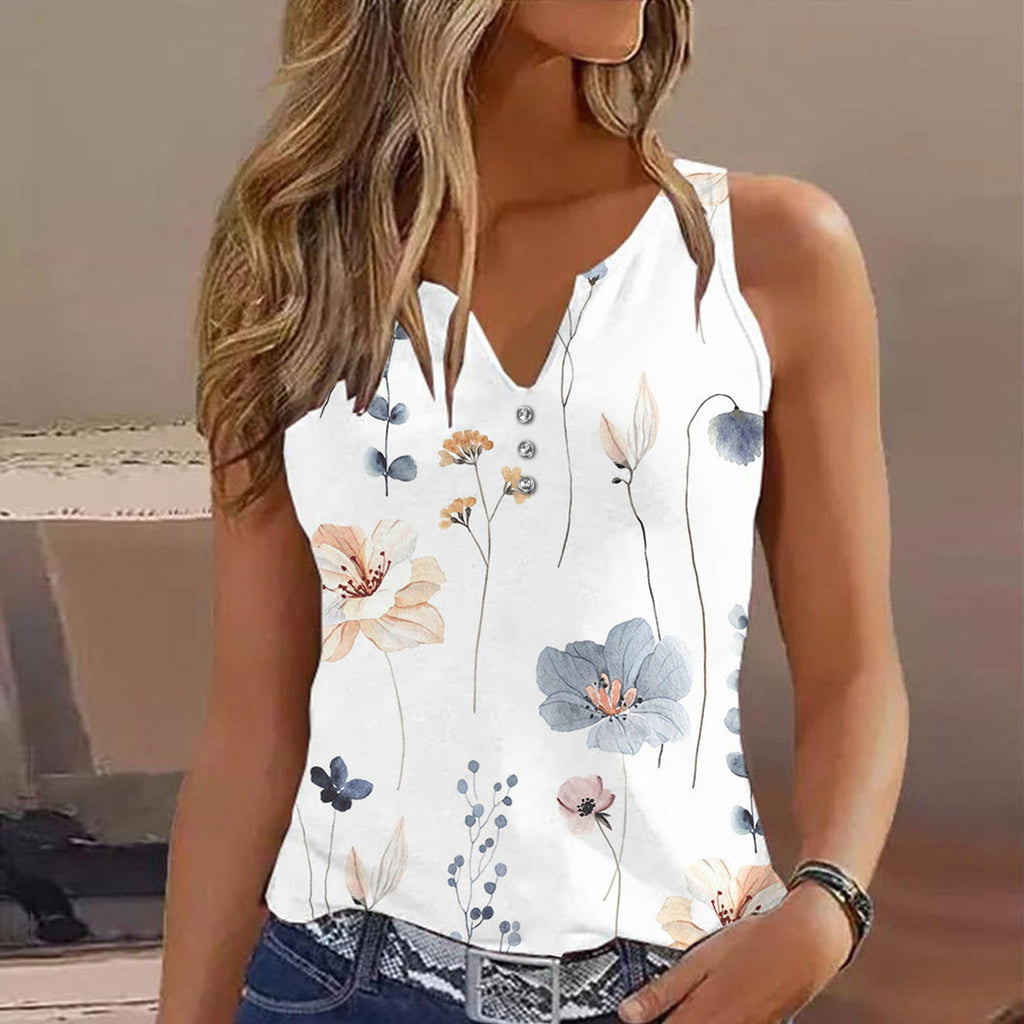Damen Modisches ärmelloses Oberteil mit V-Ausschnitt und Glitzerprint Shopnory