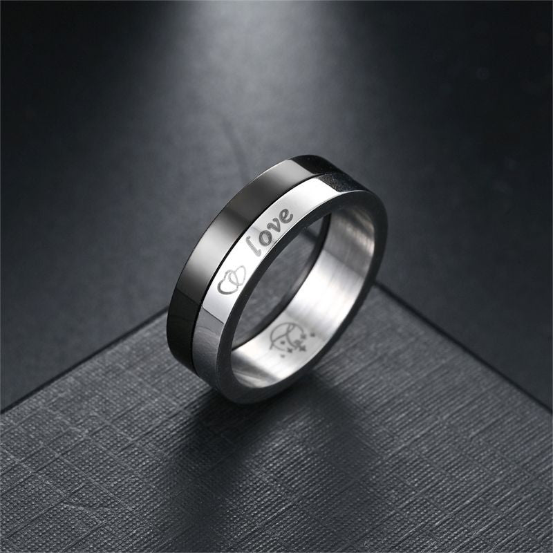 Herren Ring mit modernem zweifarbigem Design und graviertem Schriftzug Shop Nory