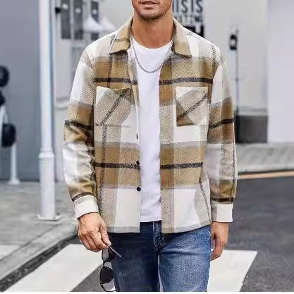 Herren lässige Karomuster Hemdjacke