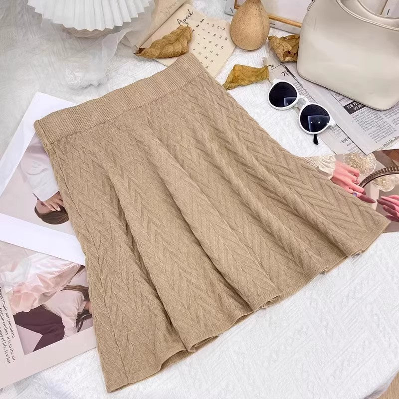 Damen Plissierter Strickrock mit Zopfmuster Shop Nory