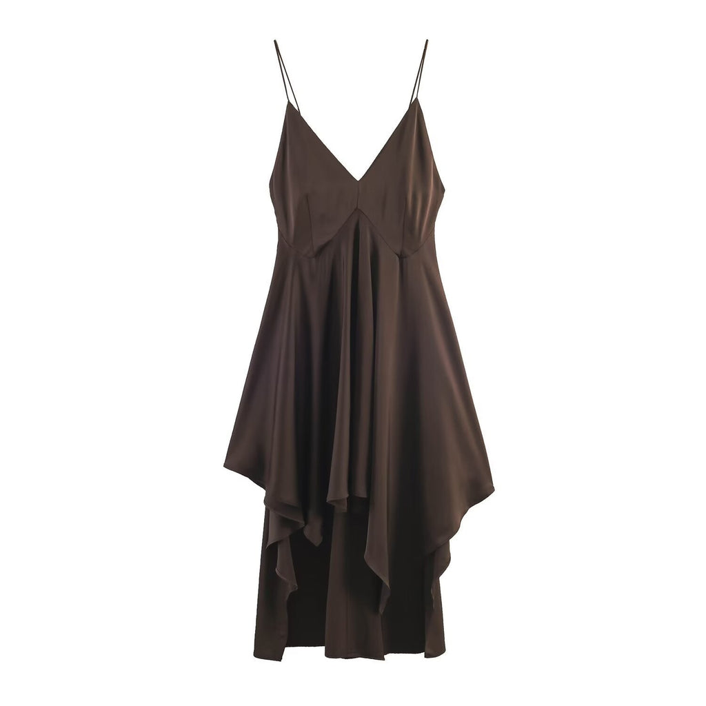 Damen Maxikleid mit elegantem asymmetrischen Saum und feinem V-Ausschnitt Shopnory