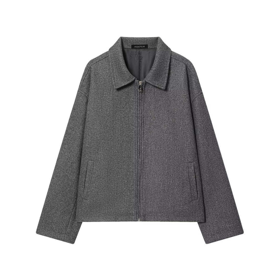 Damen Boxy Wollmix-Blousonjacke mit Reißverschluss und Hemdkragen Shop Nory