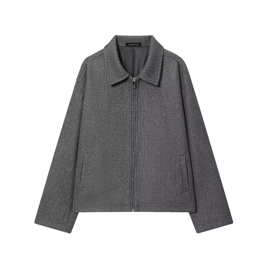 Damen Boxy Wollmix-Blousonjacke mit Reißverschluss und Hemdkragen Shop Nory