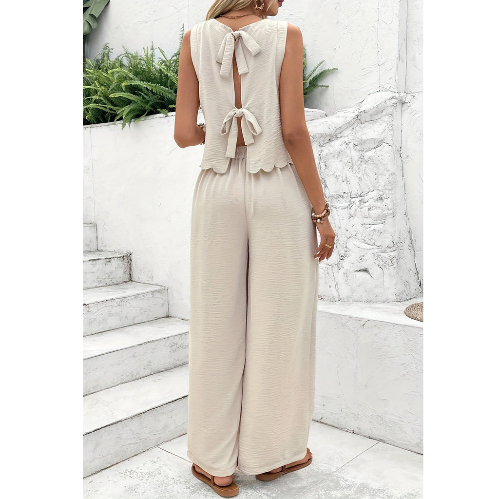 Damen Lässiger Jumpsuit mit elegantem Rückenausschnitt und weitem Bein