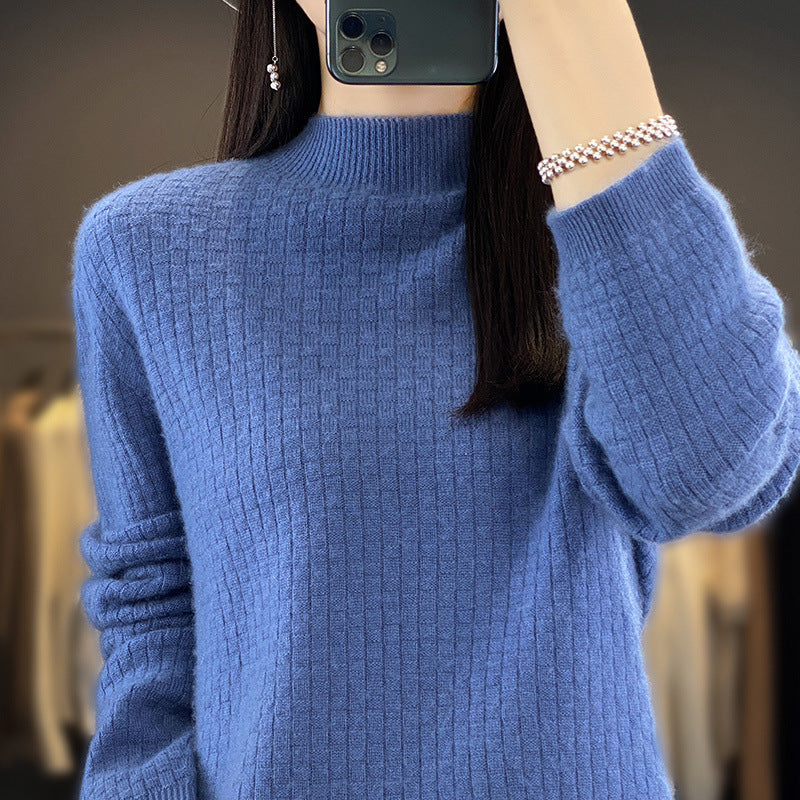 Damen Weicher Boxy-Mockneckpullover im Mohair-Look mit feiner Kastenrippenstruktur Shop Nory