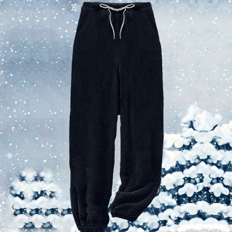 Damen nan kuschelige Sherpa-Fleece Loungehose mit Kordelzug, hoher Taille und elastischen Bündchen Shop Nory