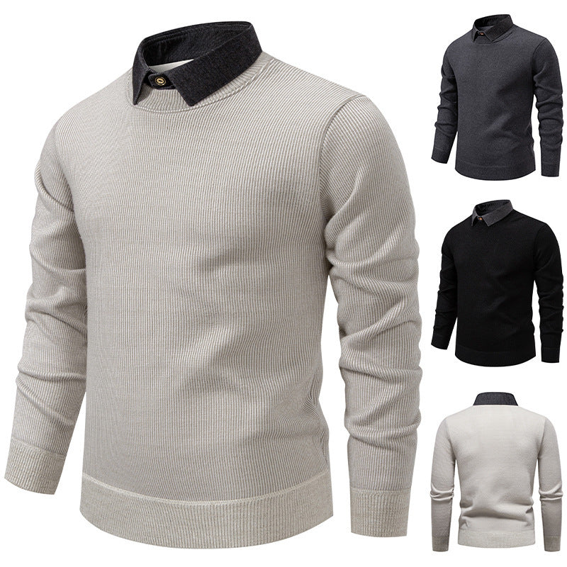 ShopNory | Herren Strickpullover mit Kontrastkragen