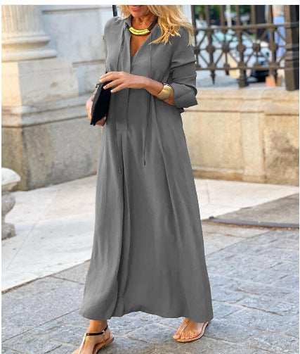 Damen Luftiges Maxikleid mit eleganter Knopfdetail
