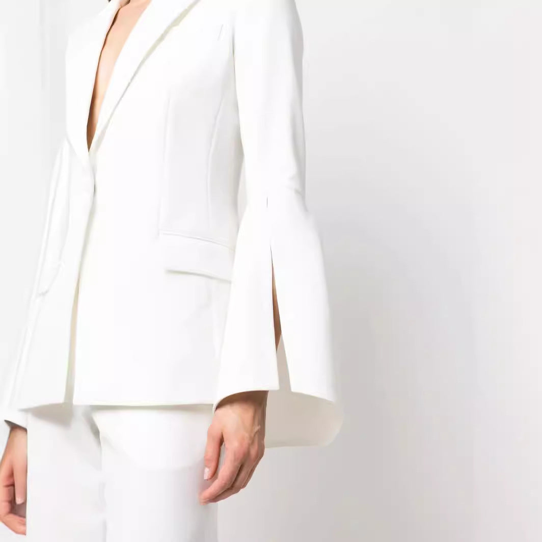 Damen Zweiteiliger Tailoring-Anzug mit tailliertem Einreiher und ausgestellten Ärmelabschlüssen Shop Nory
