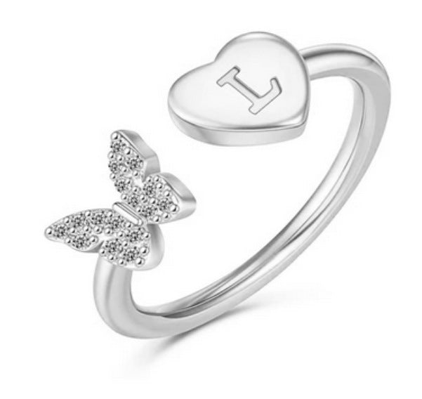 Damen Ring mit Schmetterlingsdesign und Herzmotiv Shop Nory
