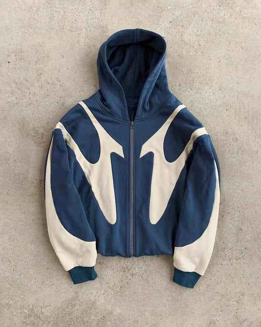 Damen stilvoller Kapuzenpullover mit kontrastierenden Einsätzen