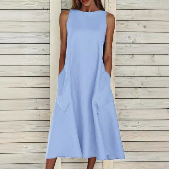 Damen luftiges Maxikleid mit praktischen Seitentaschen