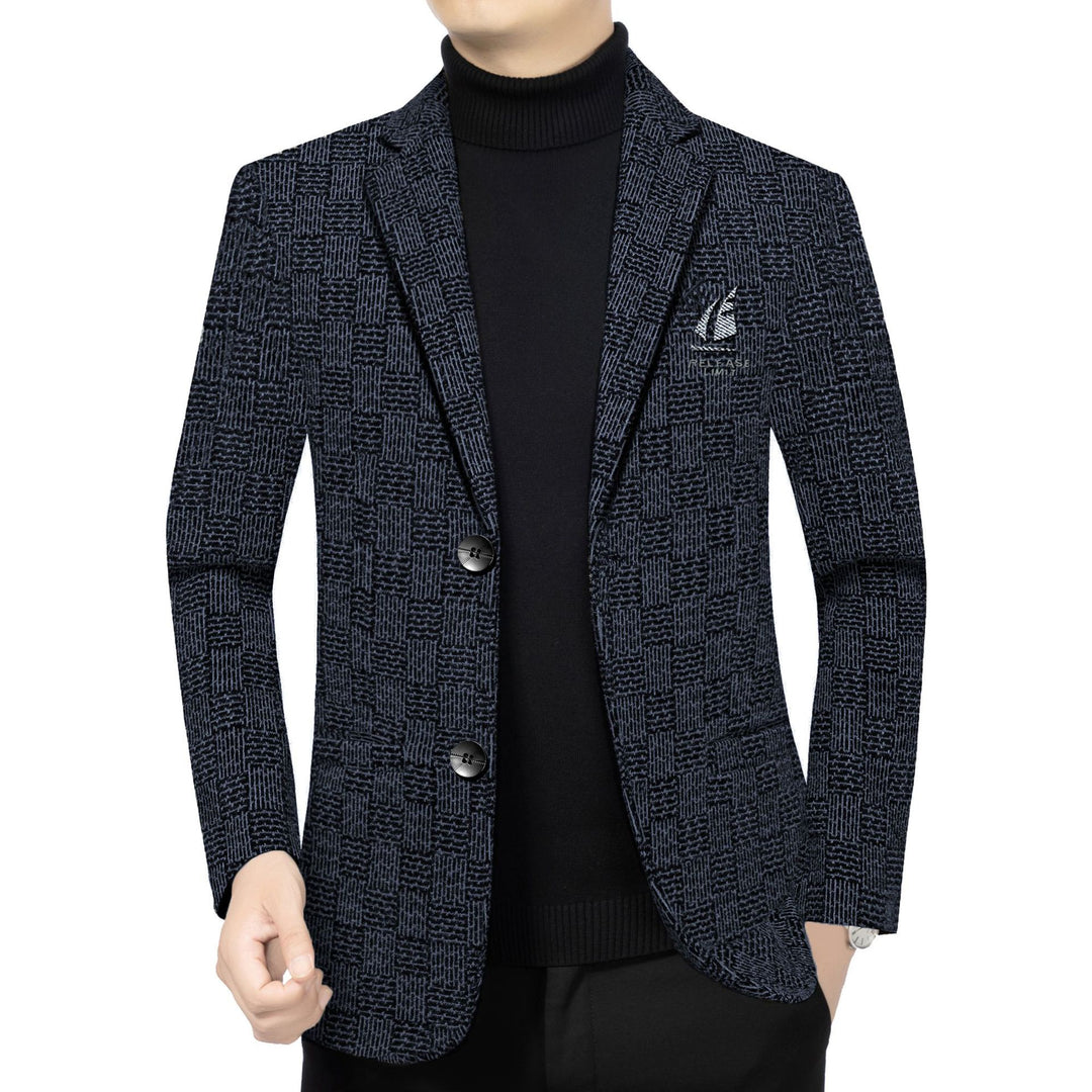 Herren Muster-Sakko im Feinstrick-Wollmix mit dezenter Logo-Stickerei Shop Nory