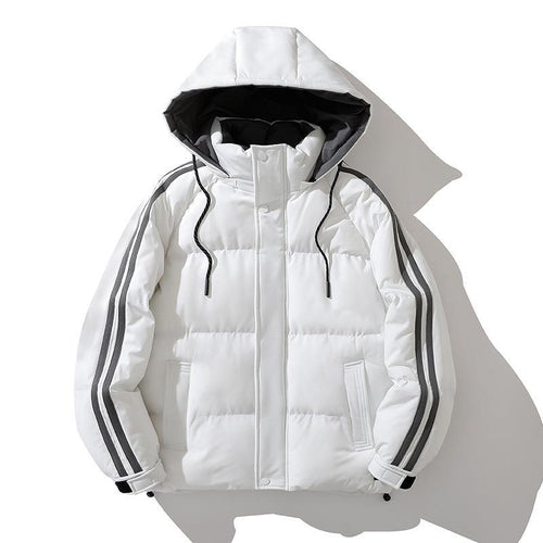 Unisex Wattierte Kapuzenjacke mit Kordelzug und Kontraststreifen Shop Nory
