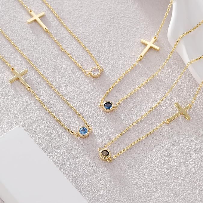 Damen Halskette mit elegantem Kreuz und funkelndem Rubin Shop Nory