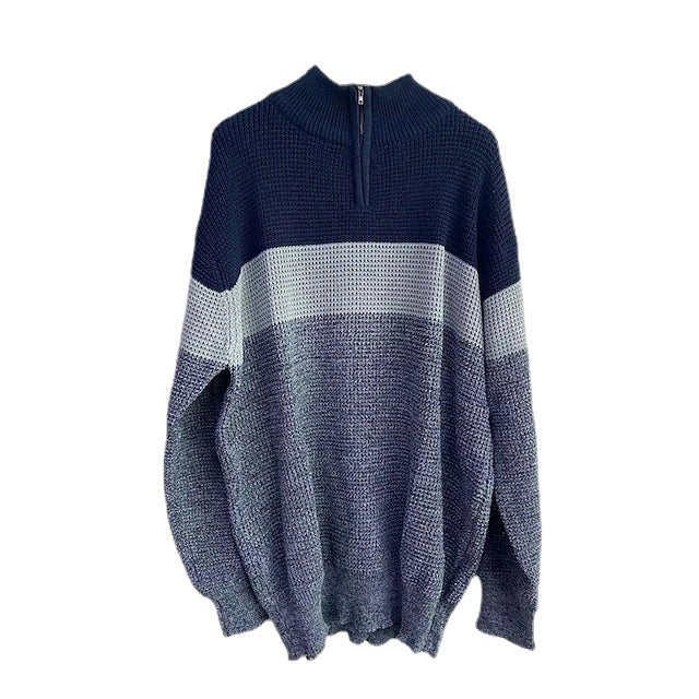Herren Grobgestrickter Strukturstrick-Pullover mit halbem Reißverschluss und Raglanärmeln Shop Nory