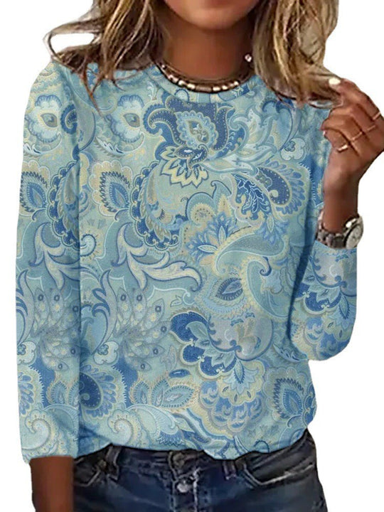Damen Langärmeliges Oversize-Sweatshirt mit abstraktem Aquarell-Mosaikprint Shop Nory