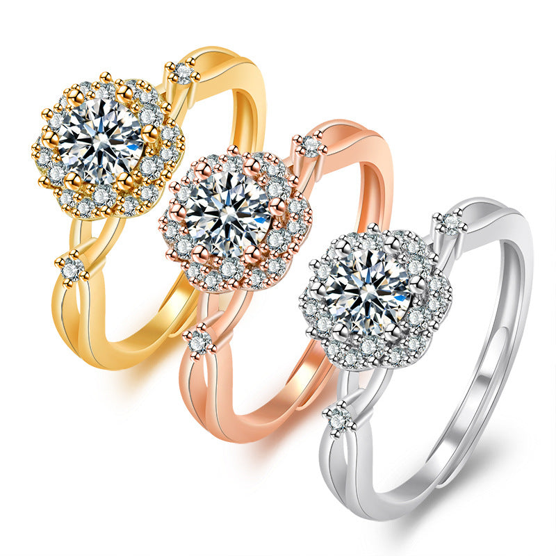 Damenring mit floralen Akzenten und funkelnden Zirkonia Shop Nory