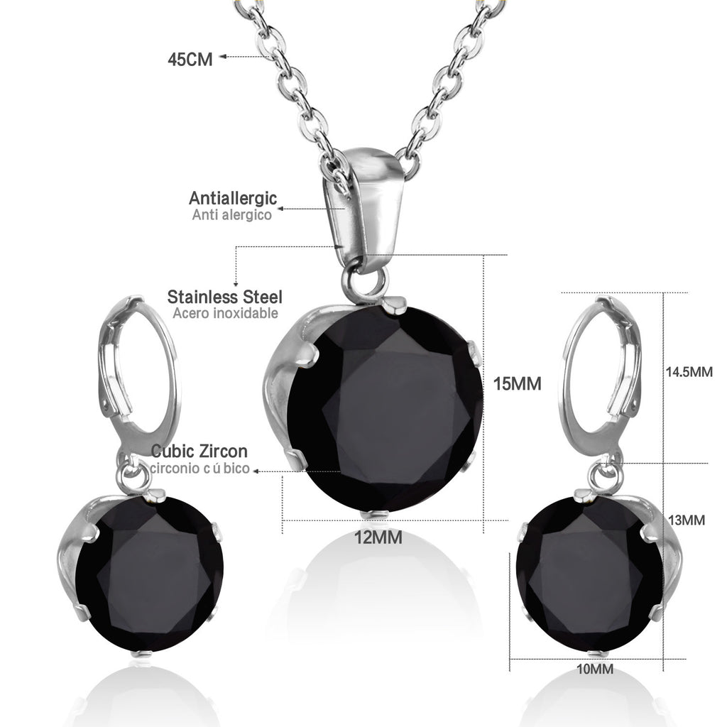 Damen Schmuckset mit funkelndem Zirkonia-Anhänger und Ohrringen aus hochwertigem Edelstahl Shop Nory