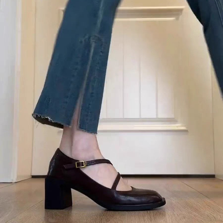 Damen elegante Mary Jane Pumps mit modischem Riemchen-Design