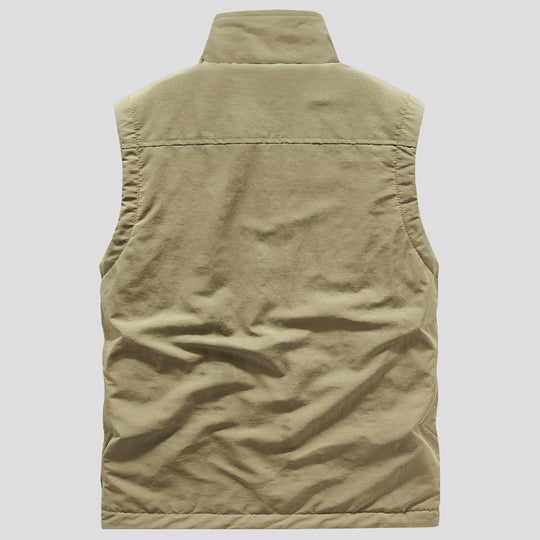 Herren Outdoor-Utilityweste mit Fleece-Innenlage, hohem Stehkragen und Frontklappentaschen Shop Nory