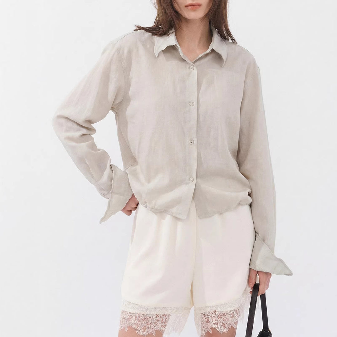 Damen Elegante und leichte Bluse mit Knopfdetails Shop Nory