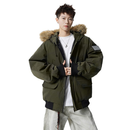 Herren Wattierter Oversize-Parka mit Kunstfellkapuze und Utility-Taschen Shop Nory