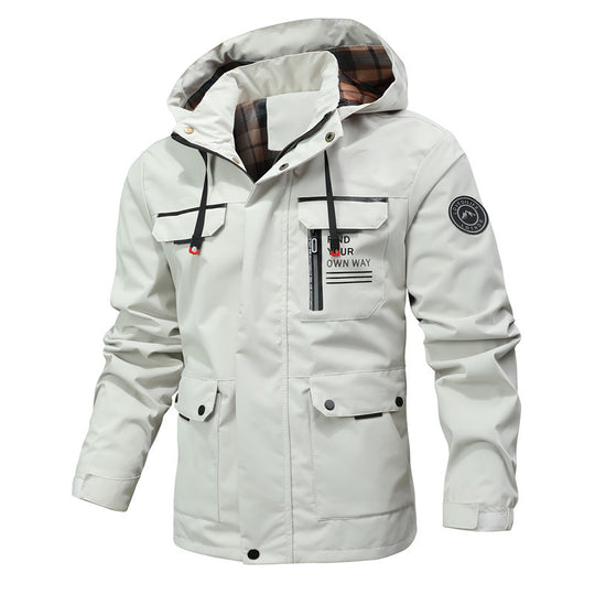 Herren Wasserabweisender Softshell-Parka mit Kapuze, reflektierenden Einsätzen und Multifunktionstaschen Shop Nory