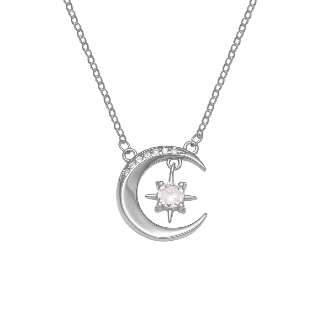 Damen Halskette mit kunstvollem Mond- und Sternenanhänger Shop Nory