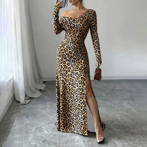 Damen One-Shoulder Maxikleid mit asymmetrischem Ausschnitt, figurbetontem Oberteil und geradem Rock Shop Nory