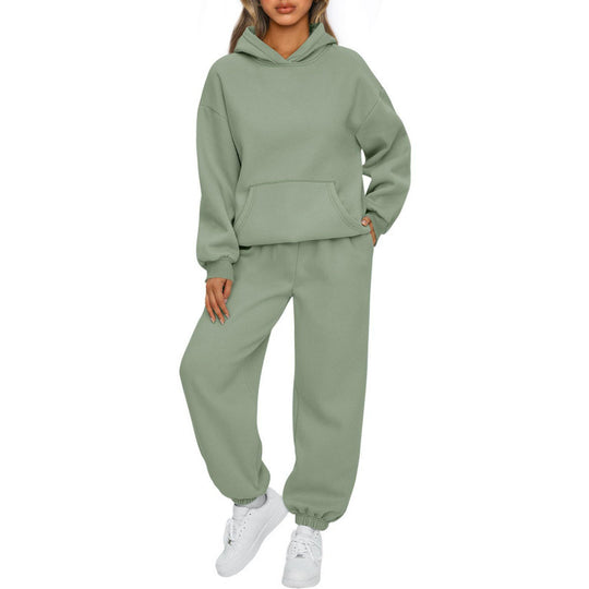 Damen nan Oversize Kapuzenpullover und Fleece Jogginghose Set mit Kängurutasche Shop Nory